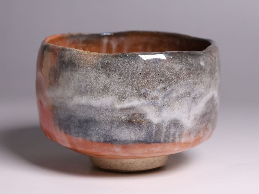 茶道具 二代 小川長楽 赤茶碗 共箱 共布 陶芸 陶器【MA914】