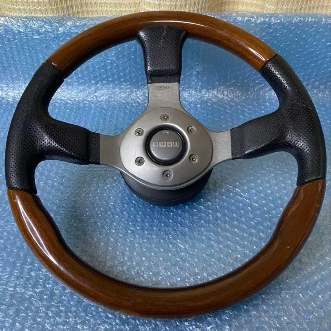 絶版品 希少 MOMO FIGHTER 35Φ レザー ウッドコンビ