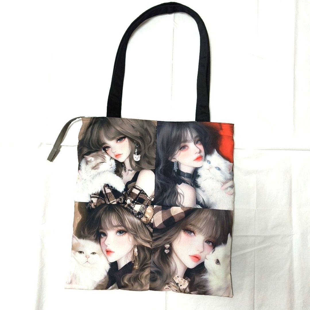 La luna様】ハンドメイドオーダー★女の子★フラットトートバッグ&巾着　5点