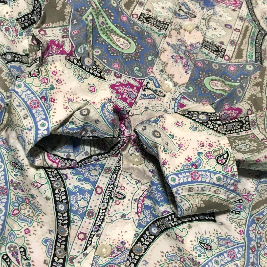 ETRO エトロ 44 ペイズリー シャツ 水色 ピンク 長袖 ボタニカル
