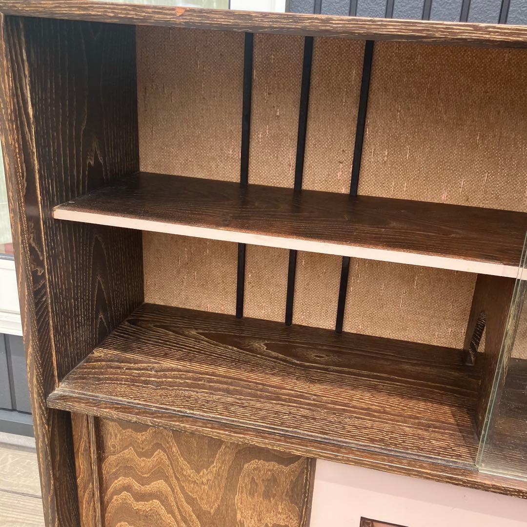 昭和レトロ ミッドセンチュリー 古家具 飾り棚 彫刻サイドボード ディスプレイ