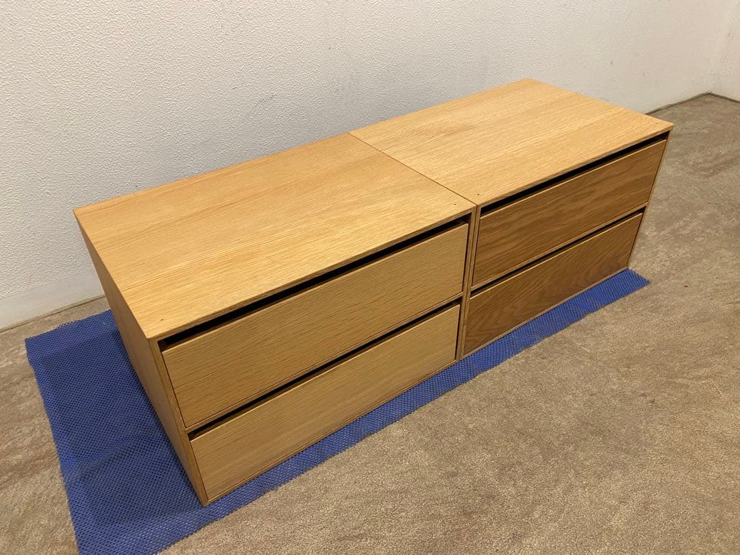 ☘️送料無料⭐️美品⭐️２つセット⭐️廃盤⭐️木製収納ケース⭐️無印⭐️引出式・２段・ワイド