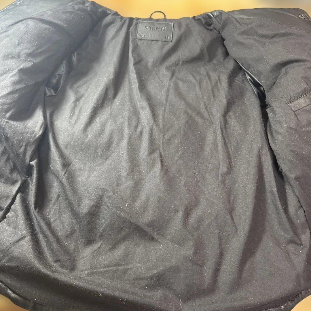 ラムレザー ダウンジャケット 羊革　襟ムートン　M ブラックXブラウン