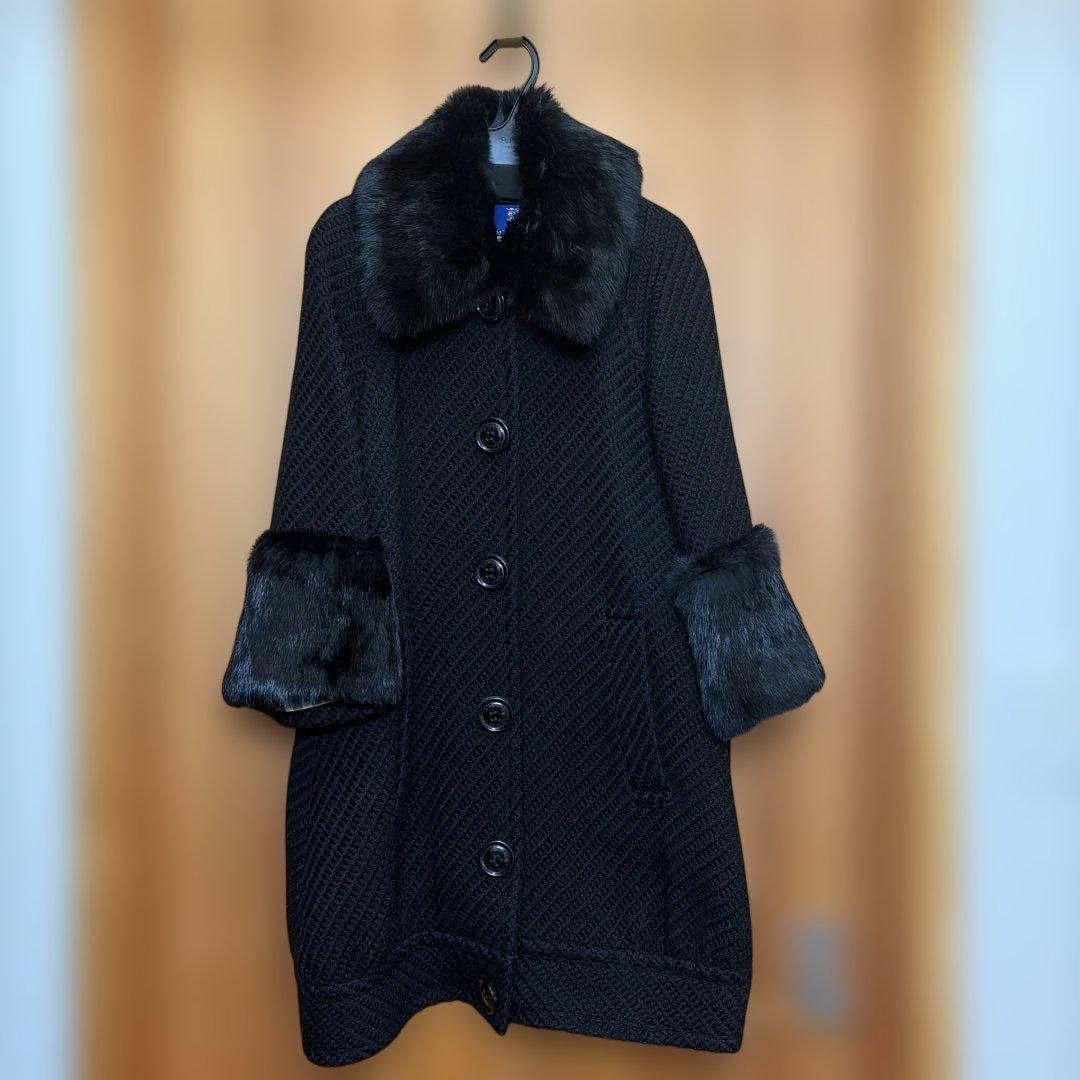 バーバリーブルーレーベル　ファーコート　ブラック