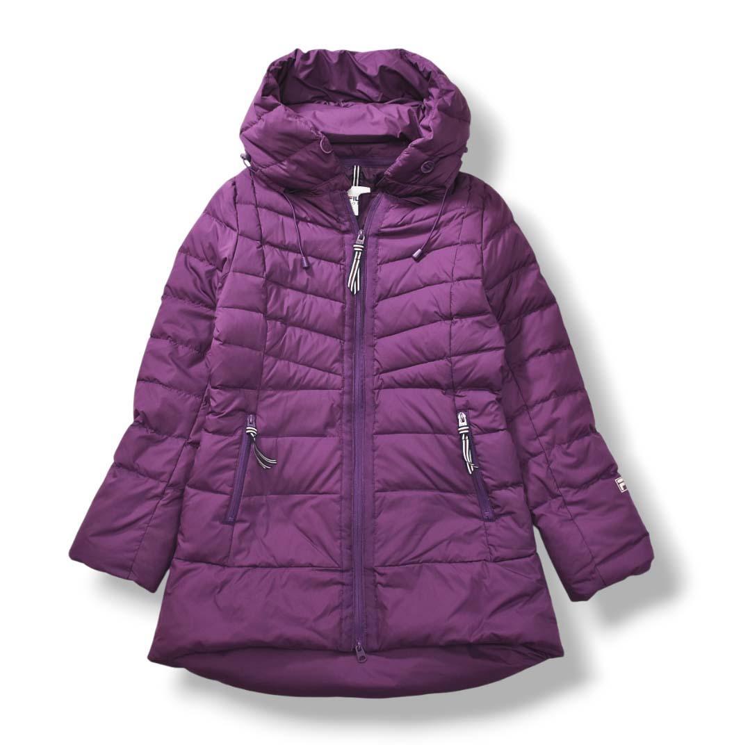 【人気】 【上質】 フィラゴルフ ロング ダウンジャケット M パープル ♪