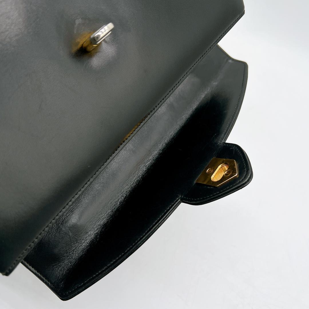 WAKO カーフレザー ターンロック金具 フォーマルバッグ ブラック f528