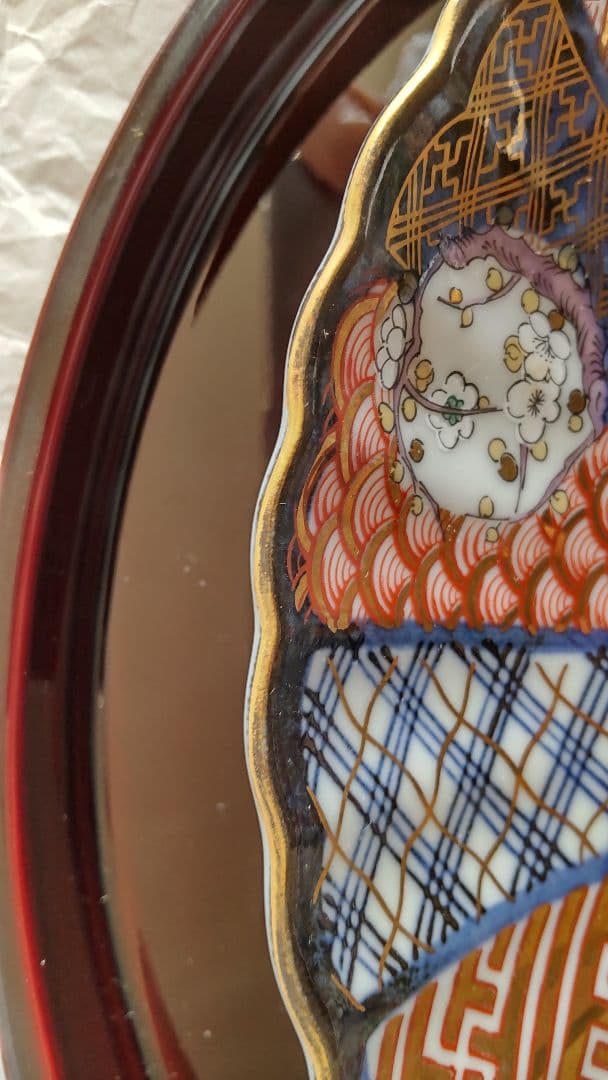 未使用 有田焼 龍峰窯 金彩祥瑞 銘々皿 3枚 古伊万里 御祝い 大きめ