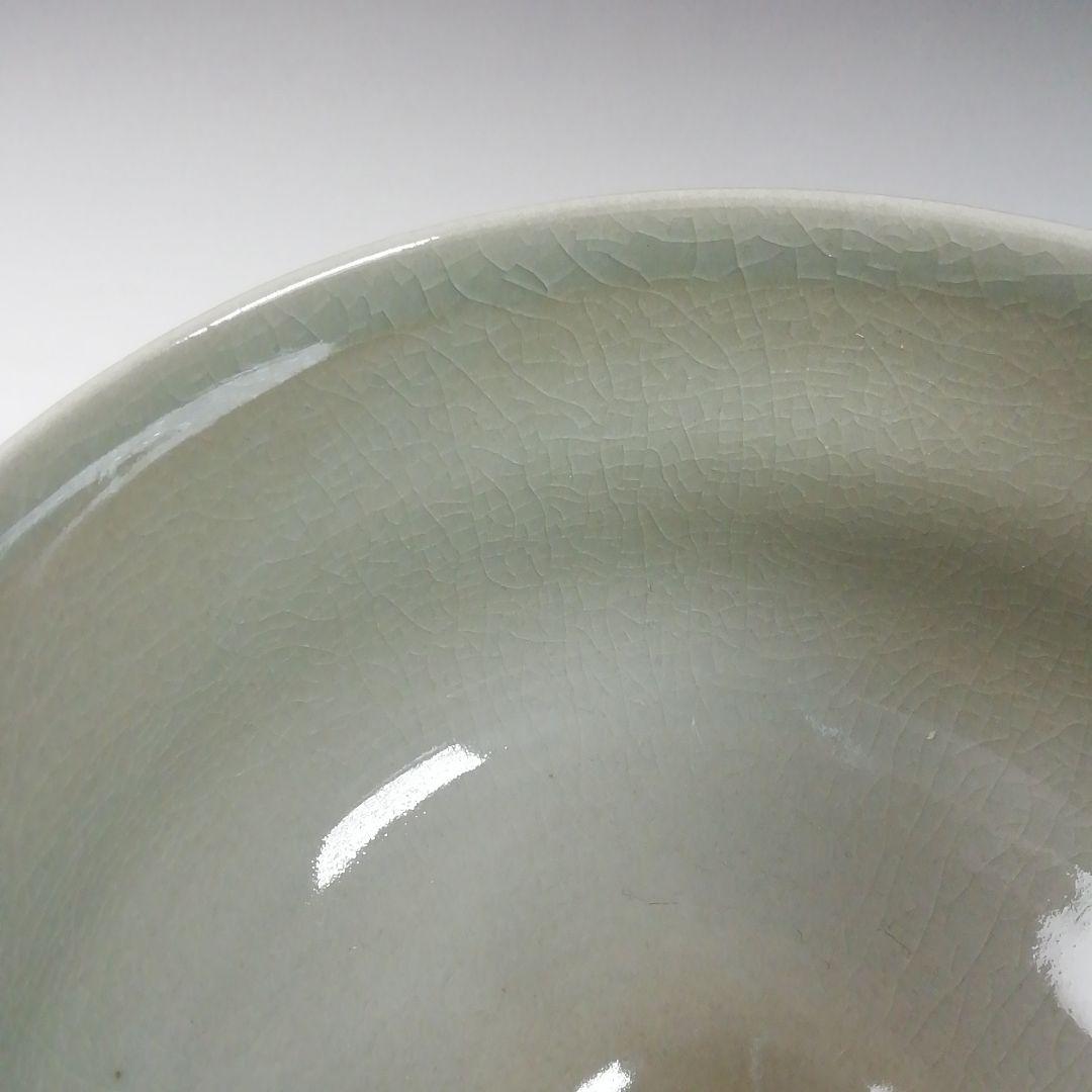 Ｗ１０４　茶碗　『肥後　高田焼』『象嵌茶碗』『十一代　上野才助 作』共箱　茶道具