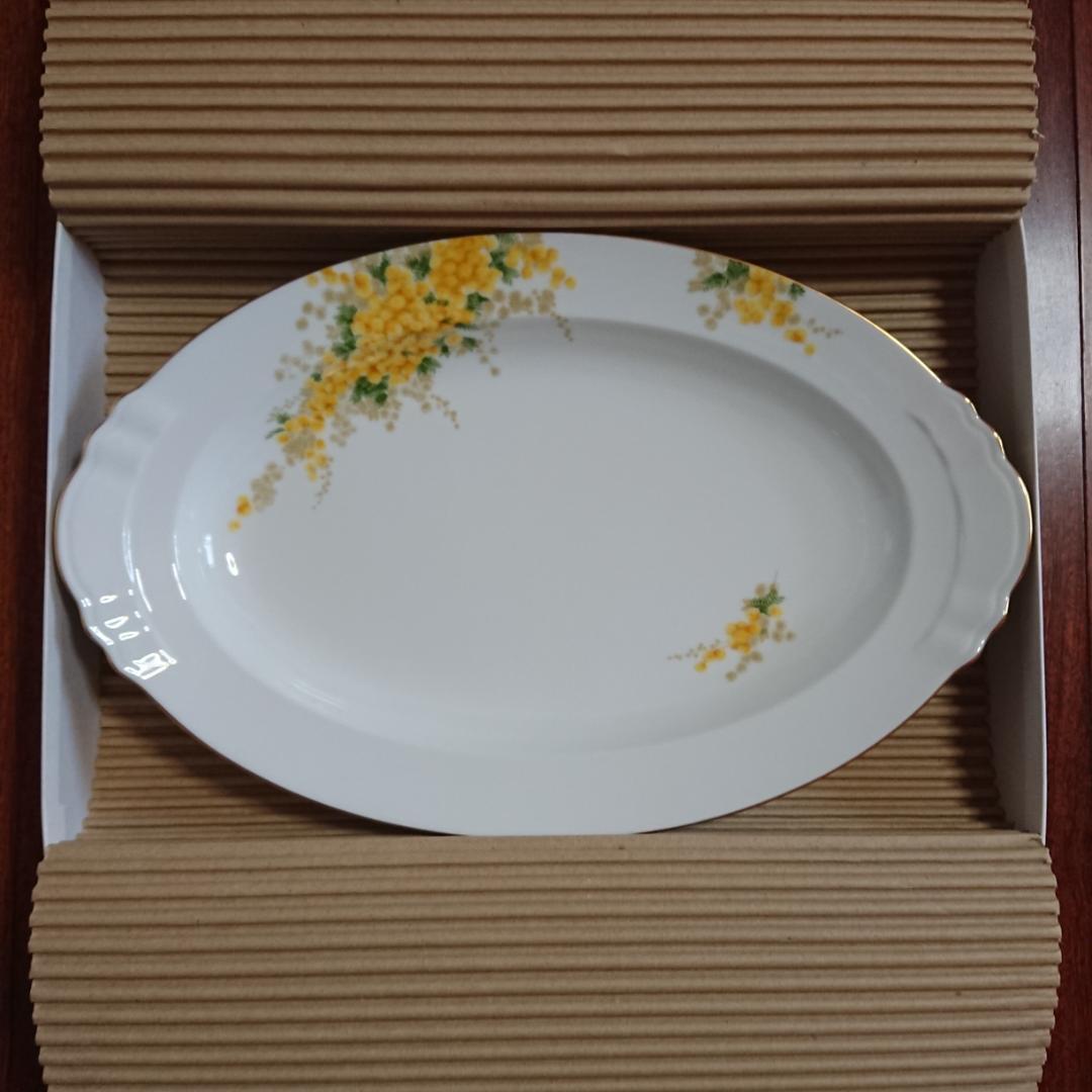 ミモザ 花言葉シリーズ 20cm デザート皿 ペア+37cm プラター 大倉陶園