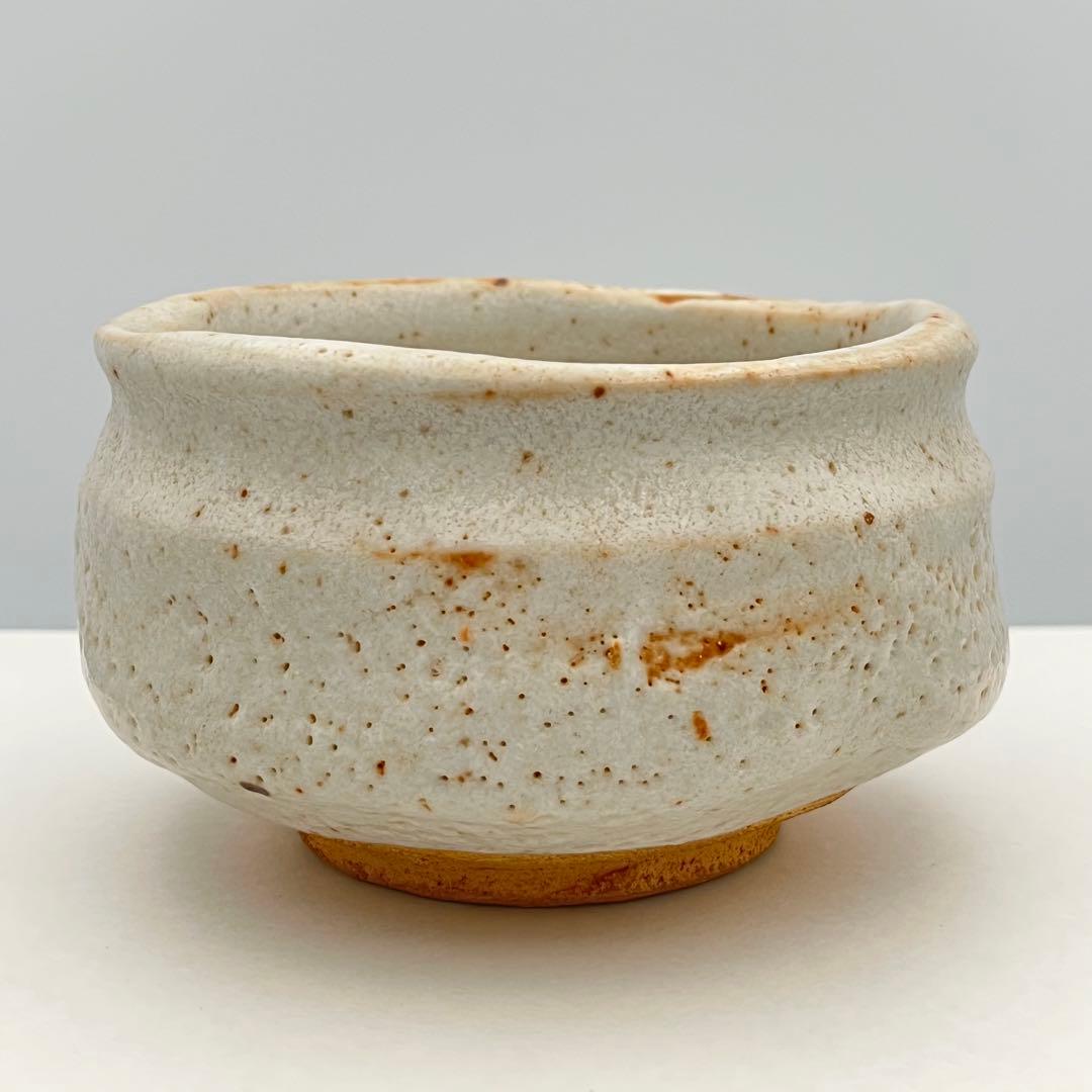 岡安 宮山人 備前 絵志野茶碗 茶道具 半筒型 共箱 共布 作家物 陶印有