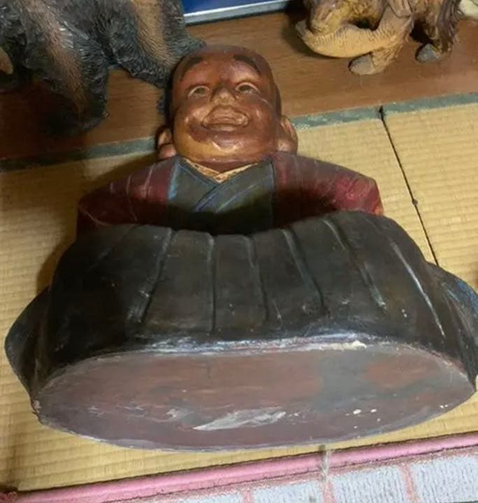 珍品  福助の巨大な、置物 年代物