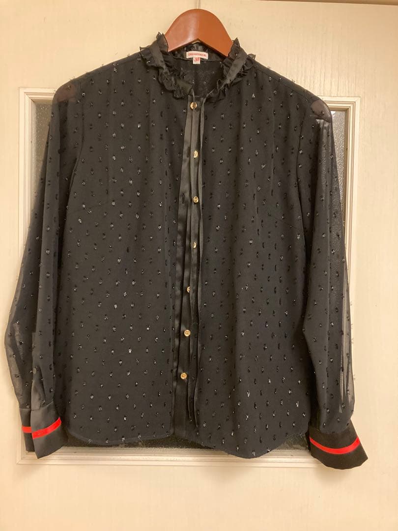 【otonaMUSE11月号掲載洗える】フィルムドットフリルネックブラウス