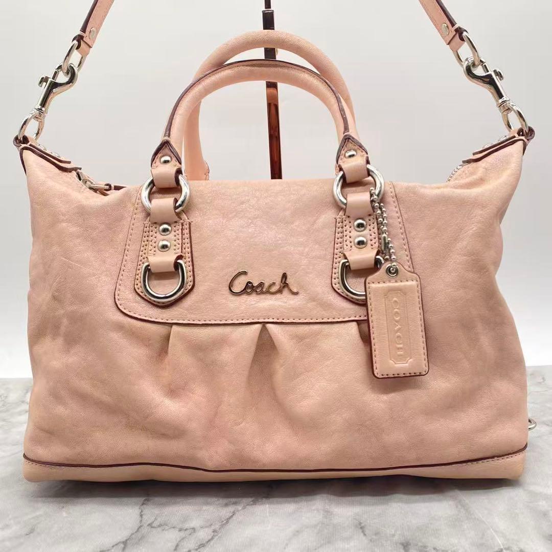 コーチ　ショルダーバッグ　2way 肩掛け　斜め掛け　ピンク　15445