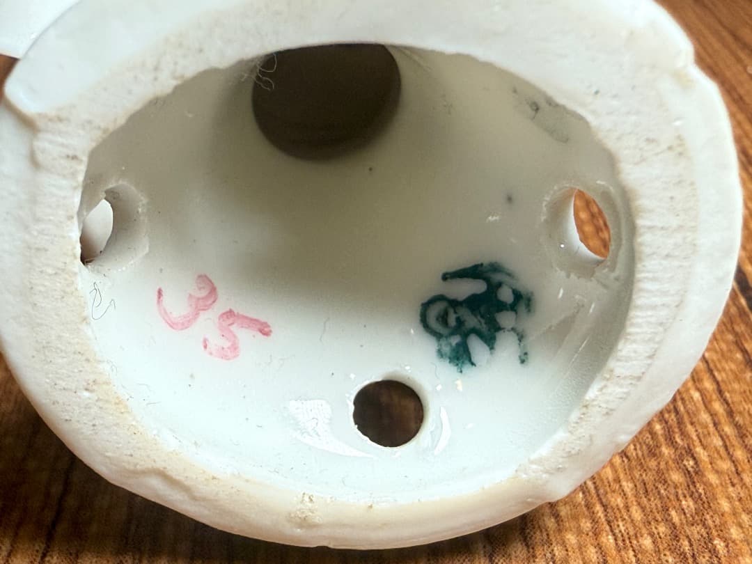 アンティーク ドイツ磁器 ハーフドール ピンクッション人形 ボンネット少女