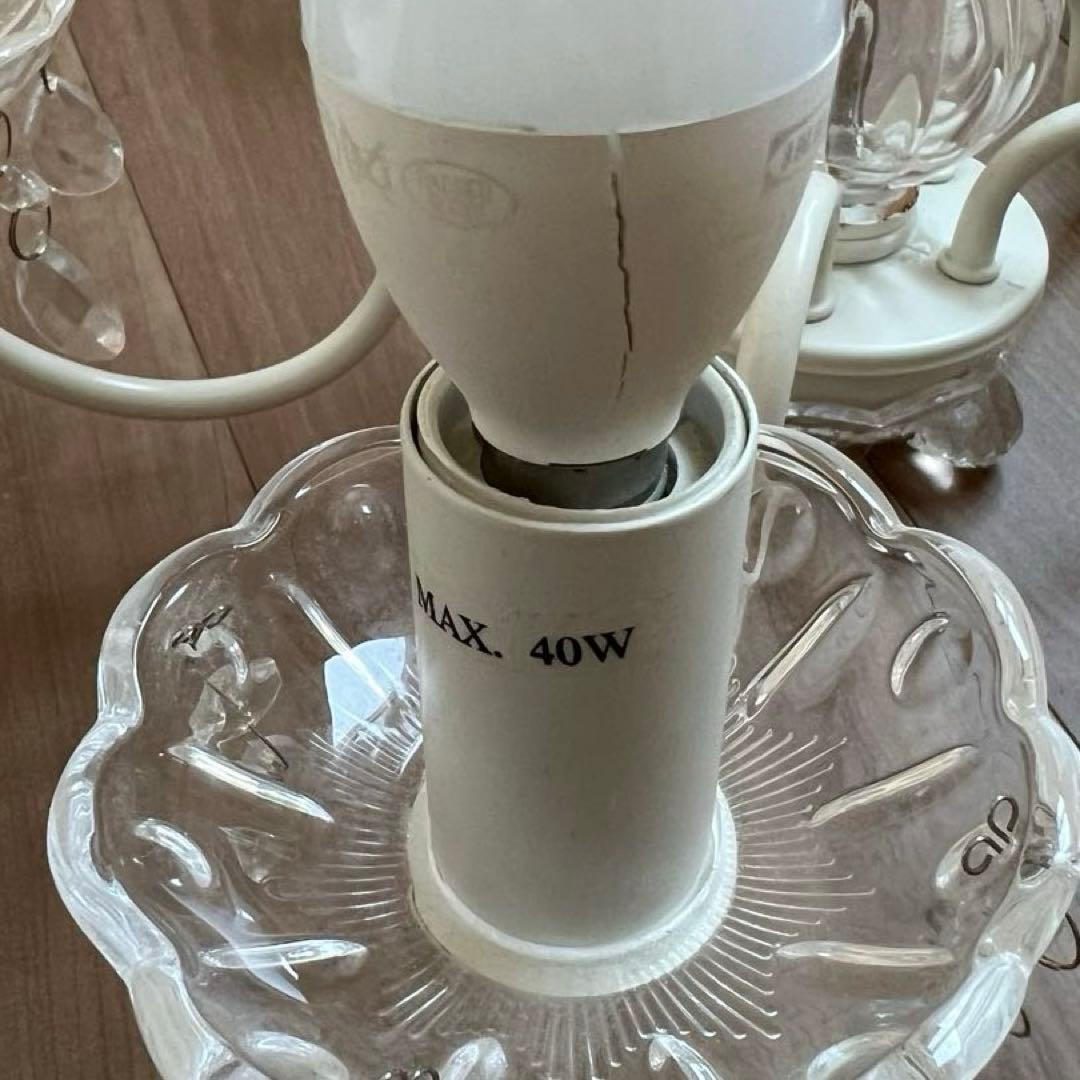 IKEA FYRTIO シャンデリア5灯 ホワイト 電球付き 北欧 クリスタル調