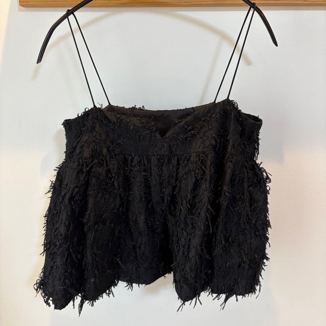 MECRE ジャガードキャミソール　ブラック