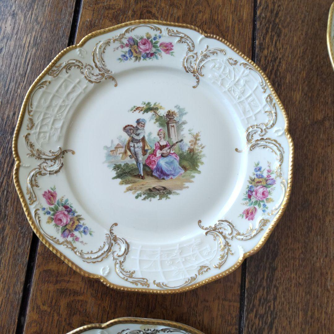 ヴィンテージ磁器プレート5枚セット ローゼンタール　1920年代 金彩手描き