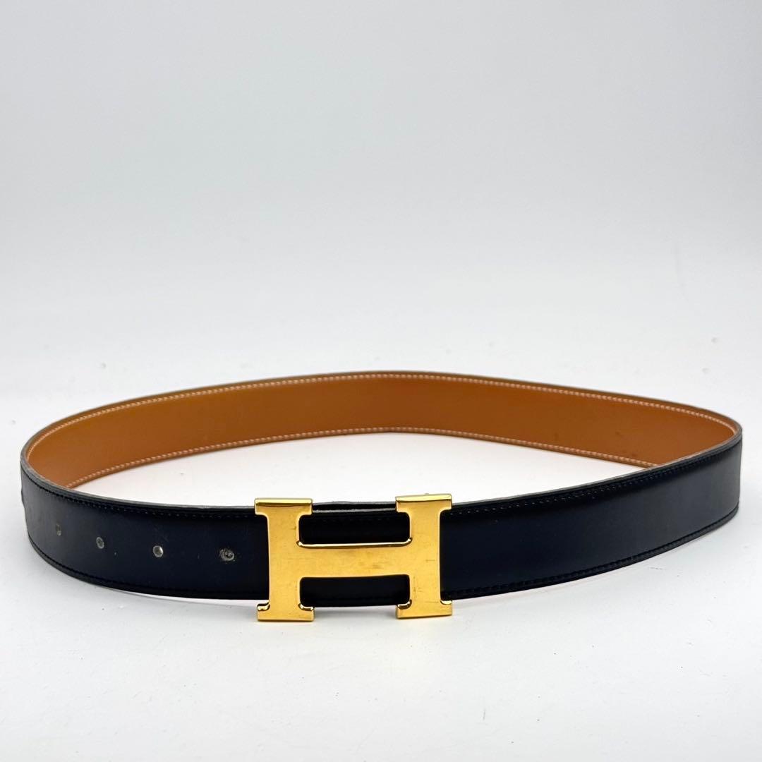 エルメス　Hロゴ　コンスタンス　ベルト　ゴールド　ブラック　ブラウン　レザー