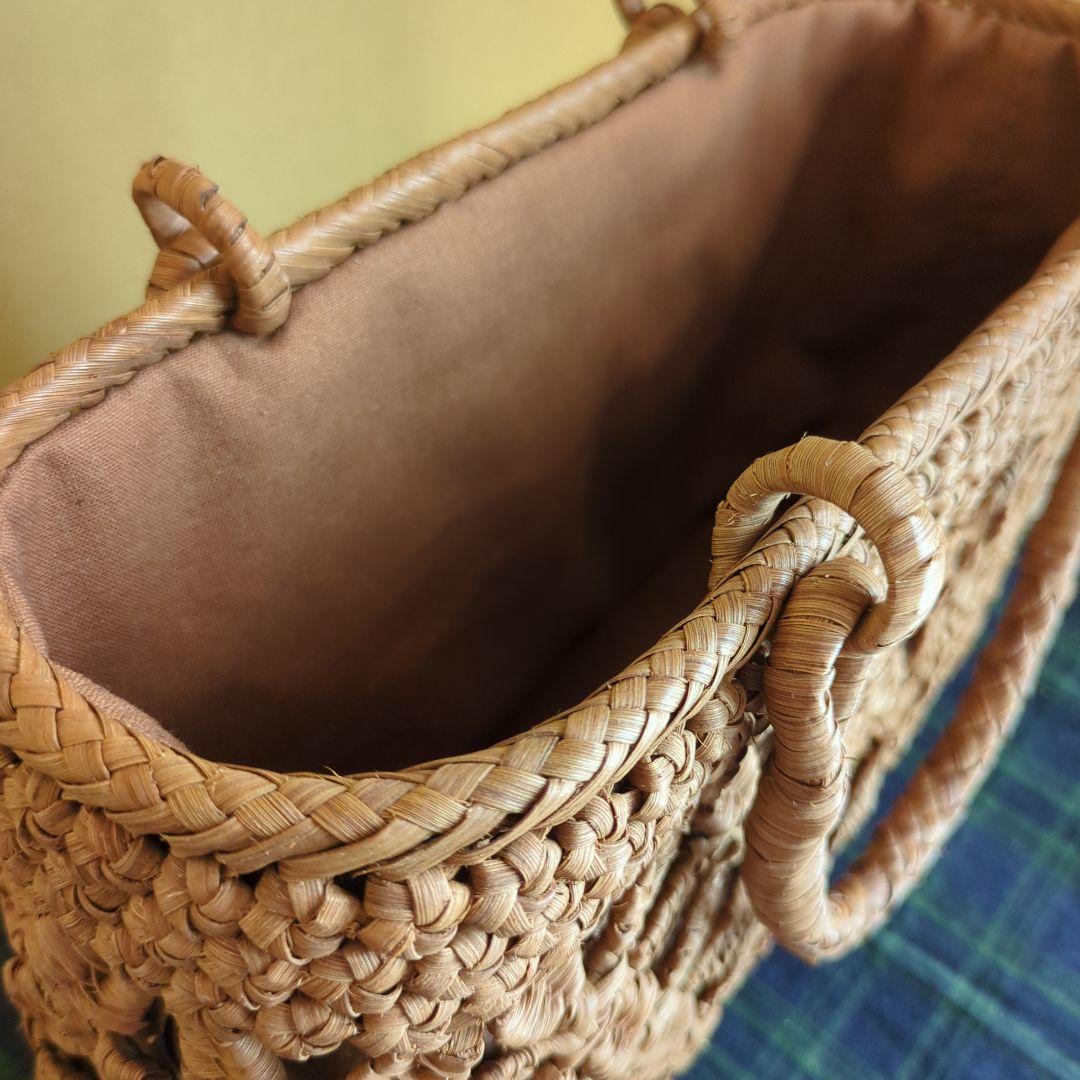 ●新品同様●山葡萄かごバッグ あけびかご籠 六角花結び編み カゴヤ