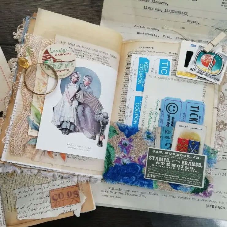 古い紙と青のジャンクジャーナル2冊セット