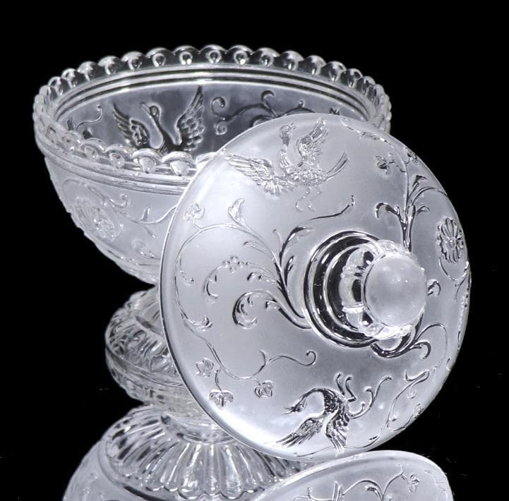 オールド・バカラ 美術館級 ジャポニスム 大型 蓋物 フロスト加工 小物入れ