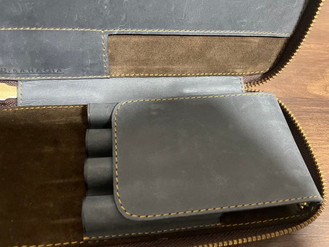 【今だけ！おまけ付き】バハギアペンケース　クレイジーホースレザー　ネイビー