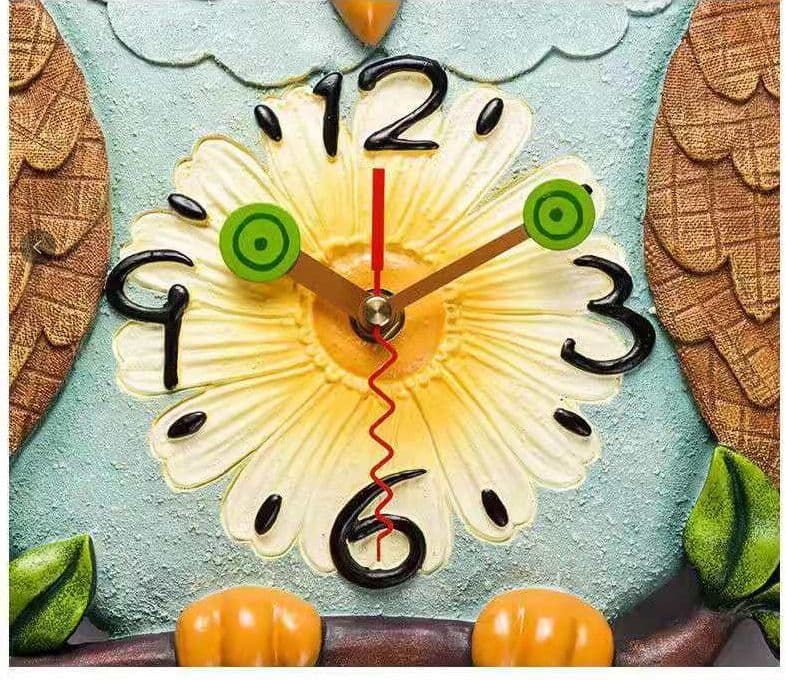 フクロウ時計柱時計静音樹脂時計