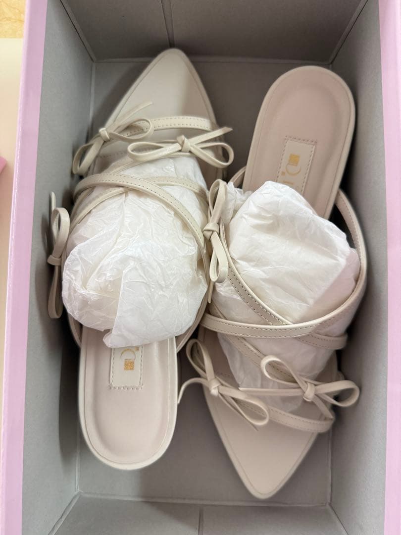 【美品✨】DIANA ダイアナ　ストリングミュールサンダル　リボン　Mサイズ