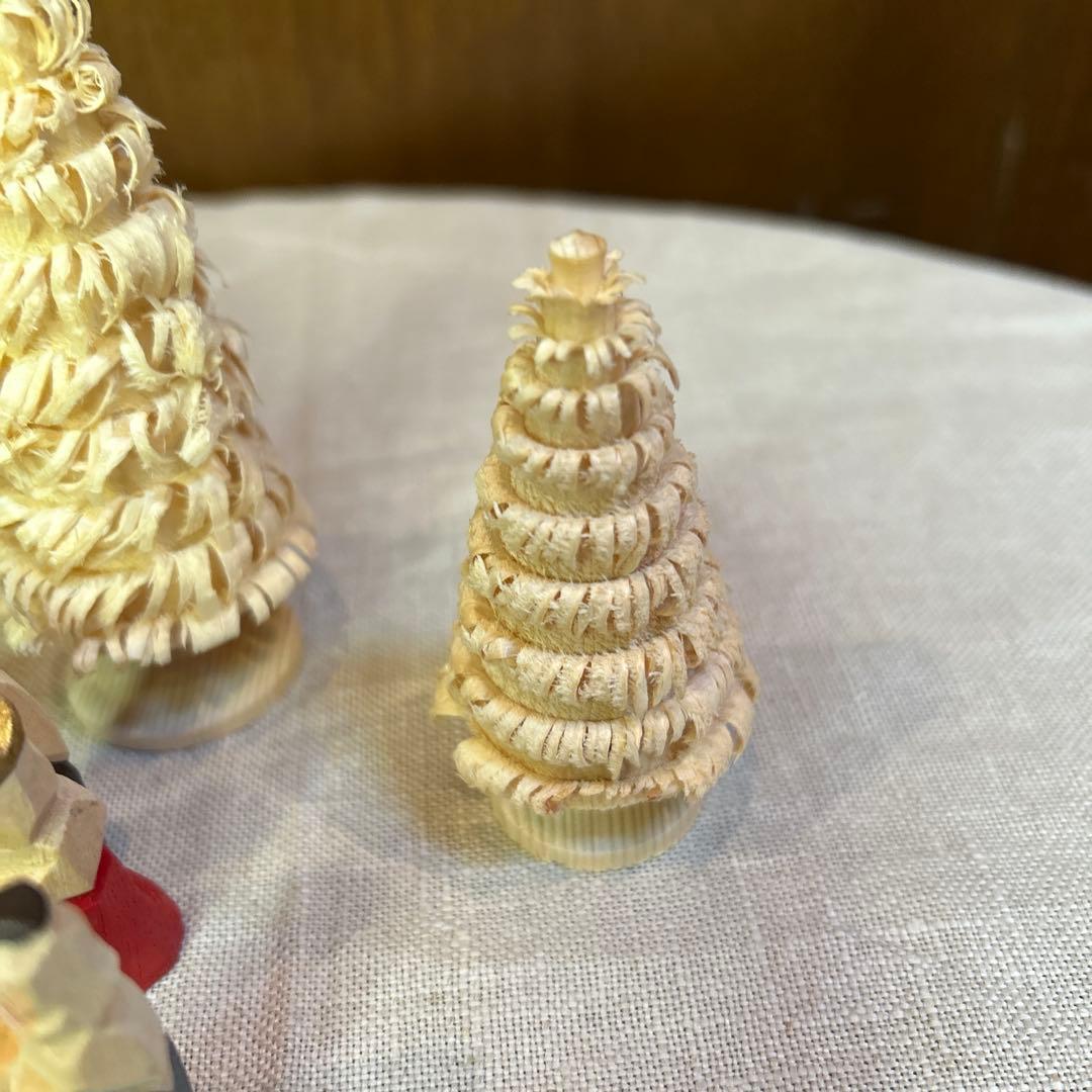 貴重ヴィンテージ未使用クリッペ木製ミニクリスマスキリスト降誕セット16個モミの木