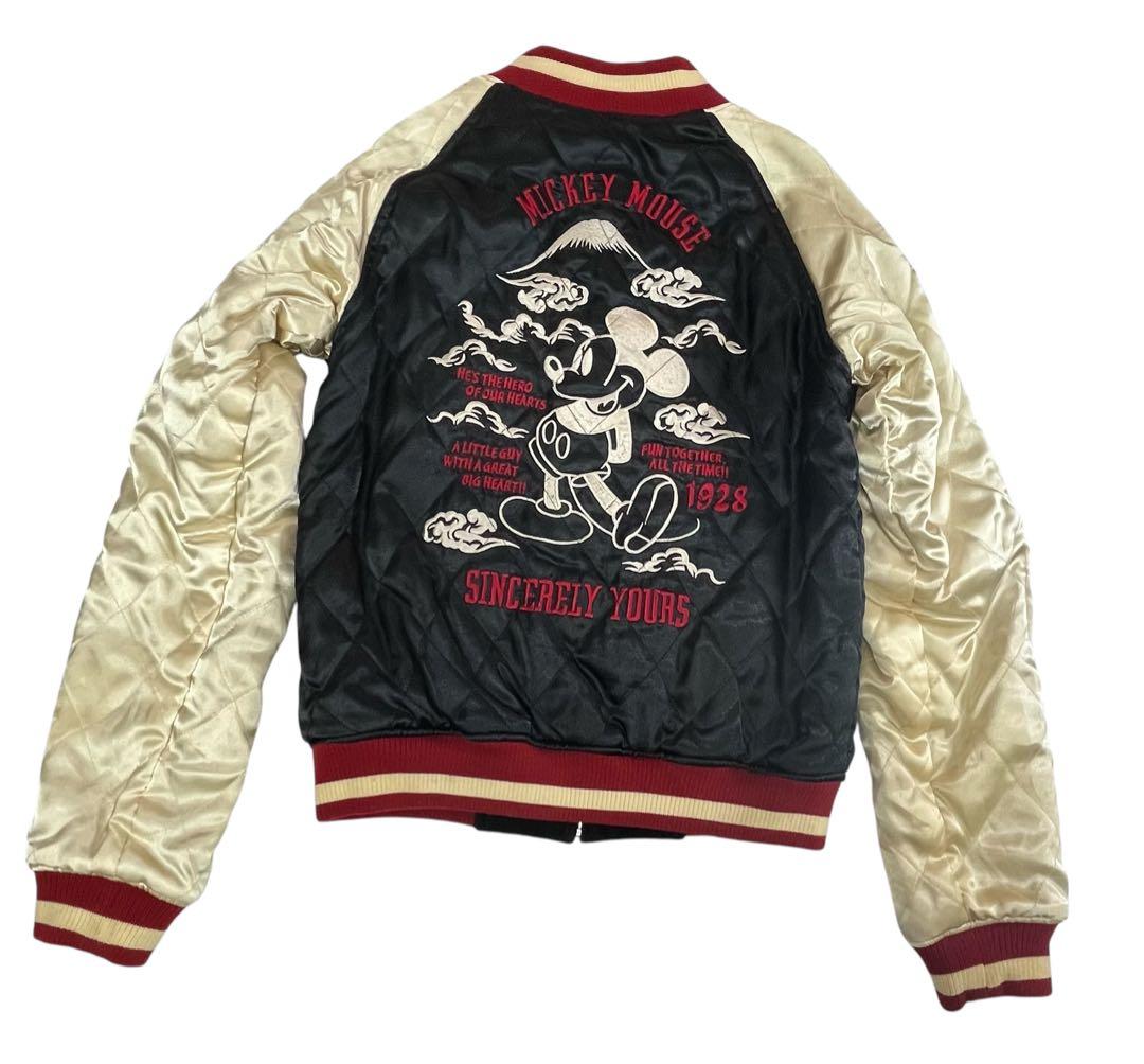 レア　Disney ディズニー ミッキーマウス リバーシブル スカジャン　刺繍