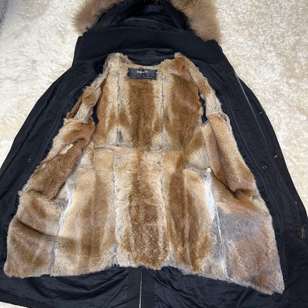 【良品】SHELLAC リアルラビット ファーライナー付 モッズコート 48