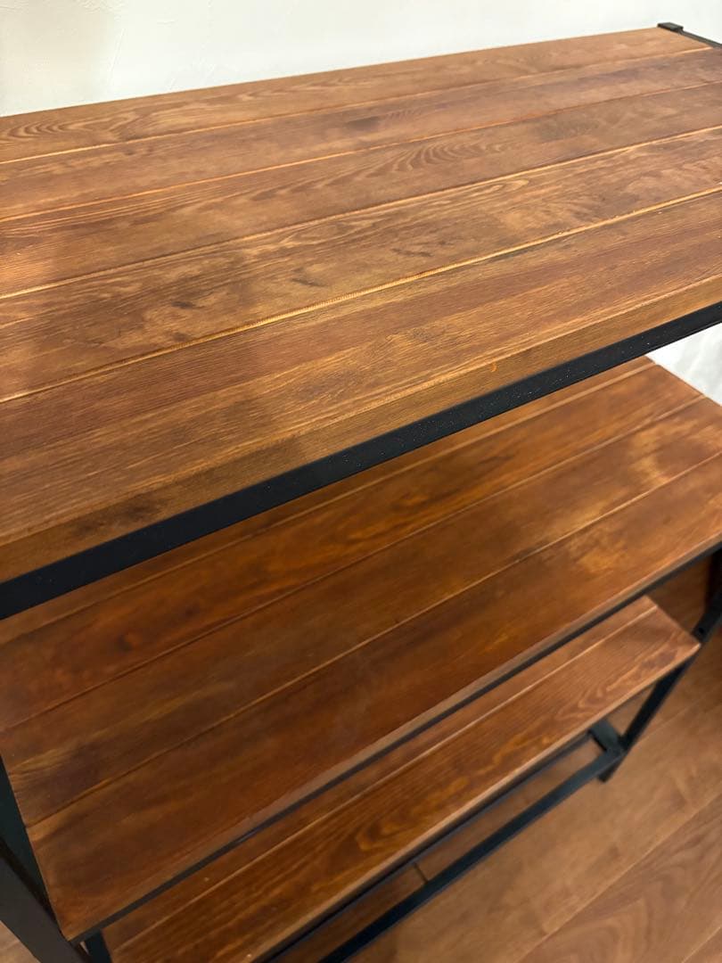 【送料無料】木製・スチールラック3段