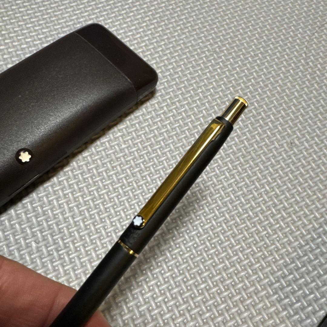 新品未使用モンブラン ノック式シャープペンSライン黒ゴールド MONTBLANC