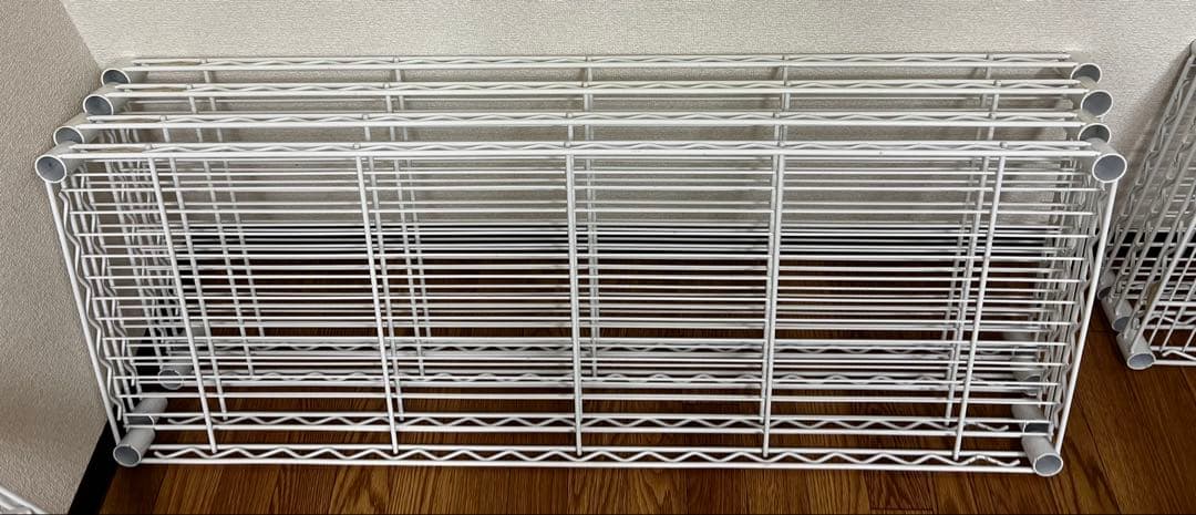 純正ホームエレクター棚4段+棚3段キャスター付きホワイト197.7×162×45