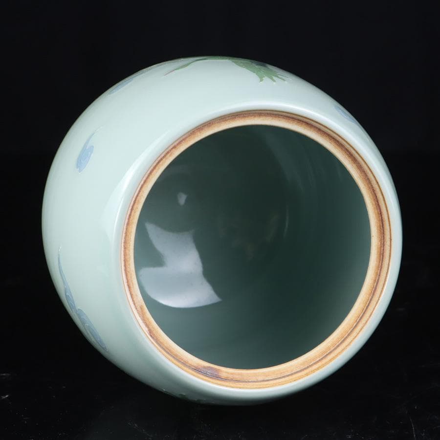 Y3122-29 茶道具 砥部焼 陶詩窯 山下勇 造 鶴文水指 共箱　　さ