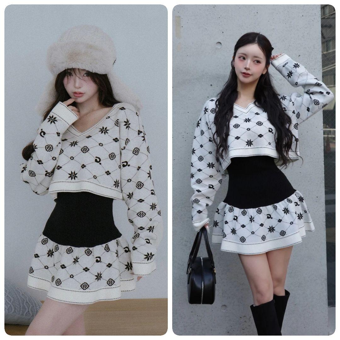 Darich ダーリッチ アンサンブルスノーロゴニットミニワンピース WHT 白