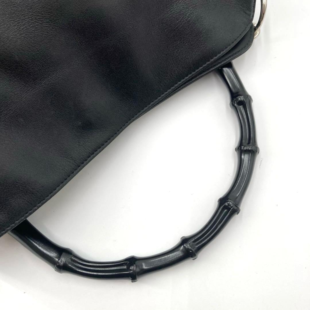 極美品✨GUCCI グッチ バンブー 2way ハンドバッグ ブラック レザー
