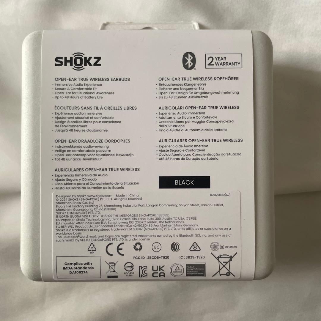 SHOKZ OPENFIT 2 ブラック イヤフォン