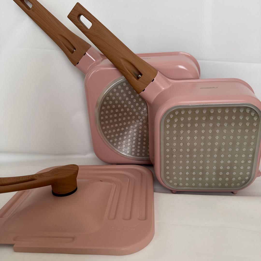 mosh! ピンク 鍋16cm・フライパン20cm・蓋セット