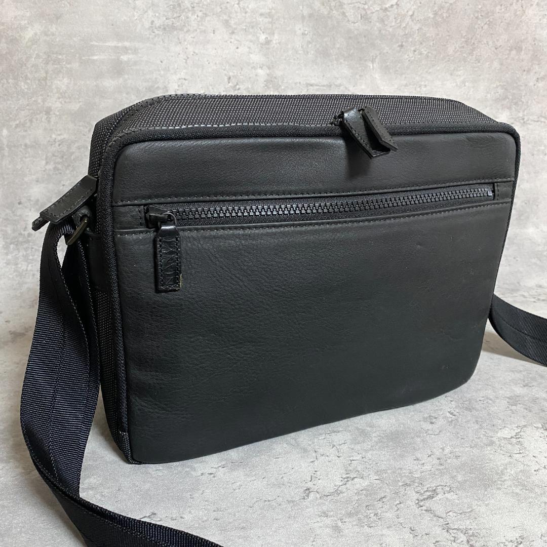 ✨美品✨LANVIN ランバン ショルダーバッグ レザー×ナイロン 黒 斜め掛け