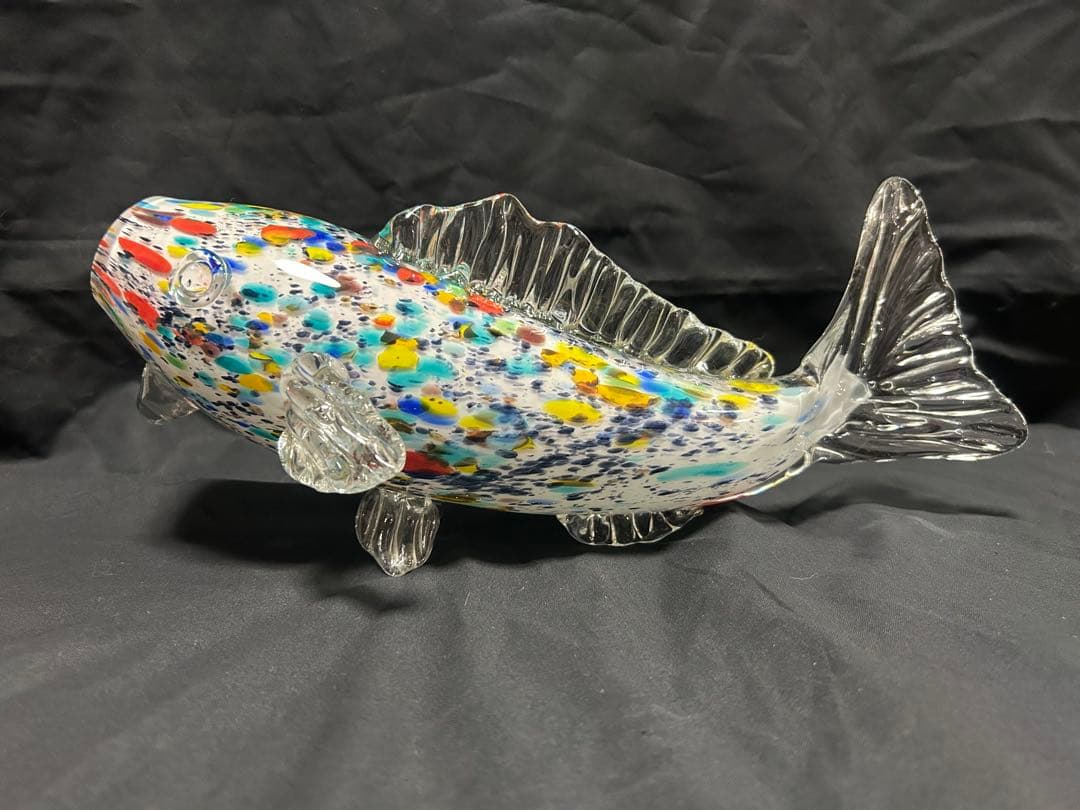 昭和レトロ　カラフルガラス花瓶　魚　鯉　約40cm