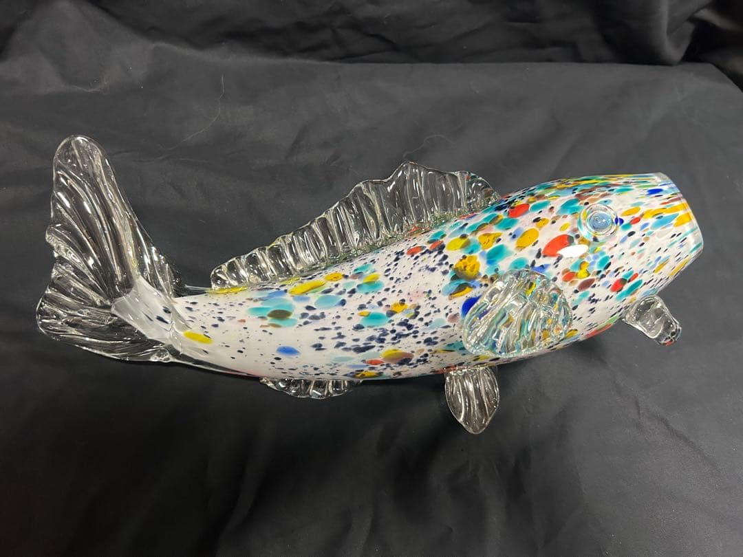 昭和レトロ　カラフルガラス花瓶　魚　鯉　約40cm