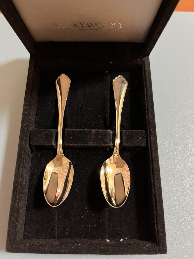 最終価格　希少レア廃版品ラッキーウッド純銀99.99洋食器ヒメスプーン2本セット