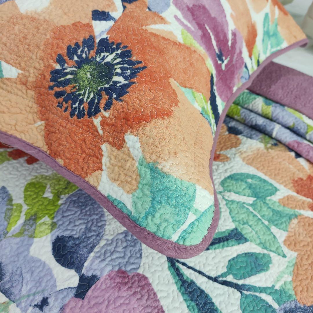 キルトベッドカバー3点セット綿マルチカバー キルティング 607