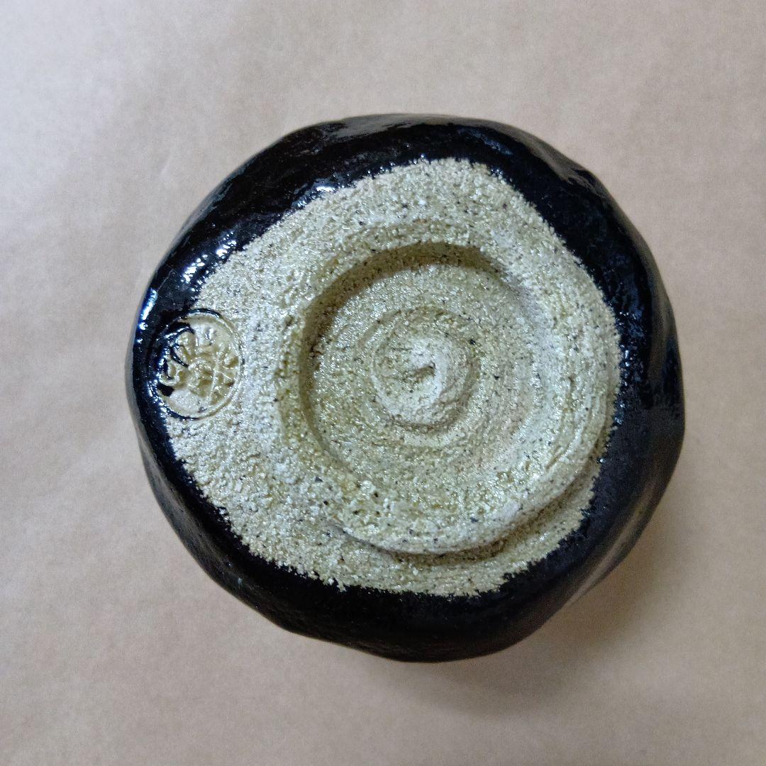 茶道具　黒楽筒茶碗 まく釉
