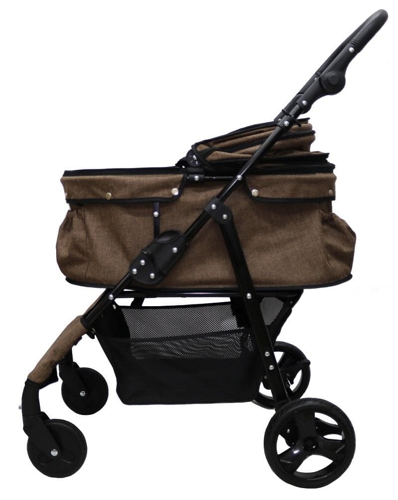 多頭用耐荷重30kg！ココハート ４輪ペットカート/甘えん坊バギーBIG 茶