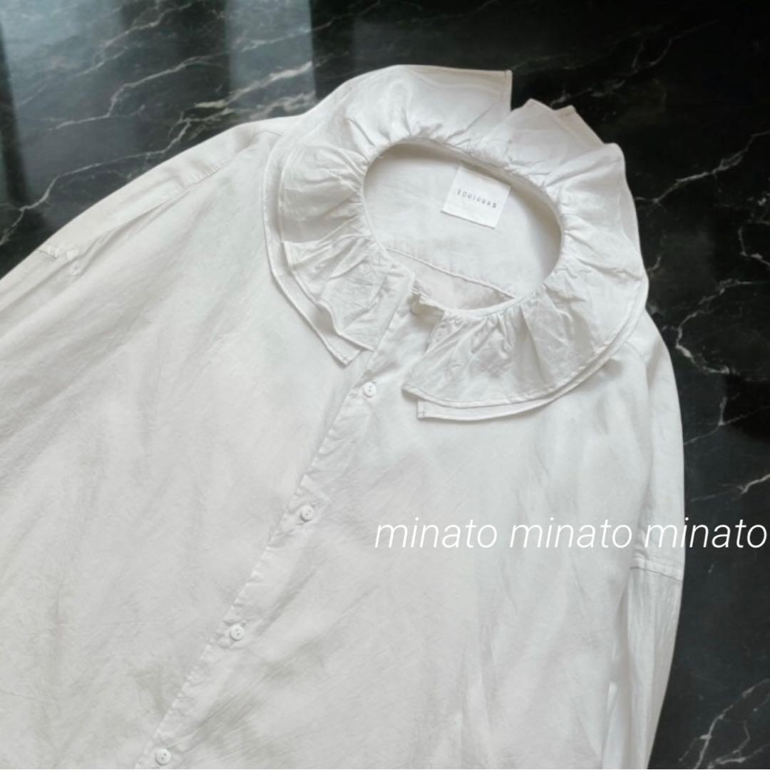 hi⭐︎ 極美品 トゥジュー コットン シルク ラッフルカラー バギーシャツ