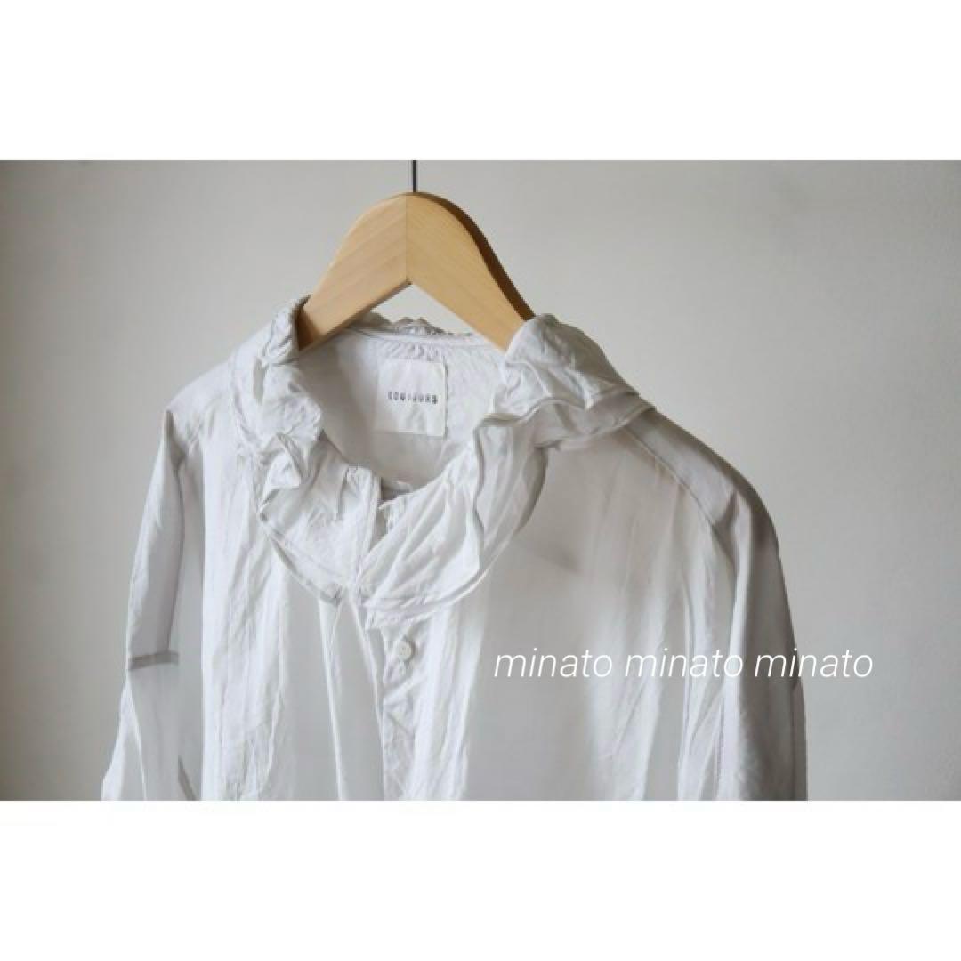 hi⭐︎ 極美品 トゥジュー コットン シルク ラッフルカラー バギーシャツ