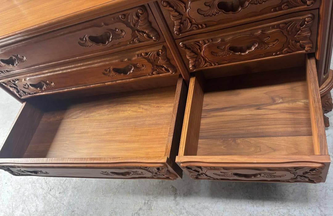 渡辺家具 最高級 天然木 ローチェスト、約80kg 幅144cm Used/美品