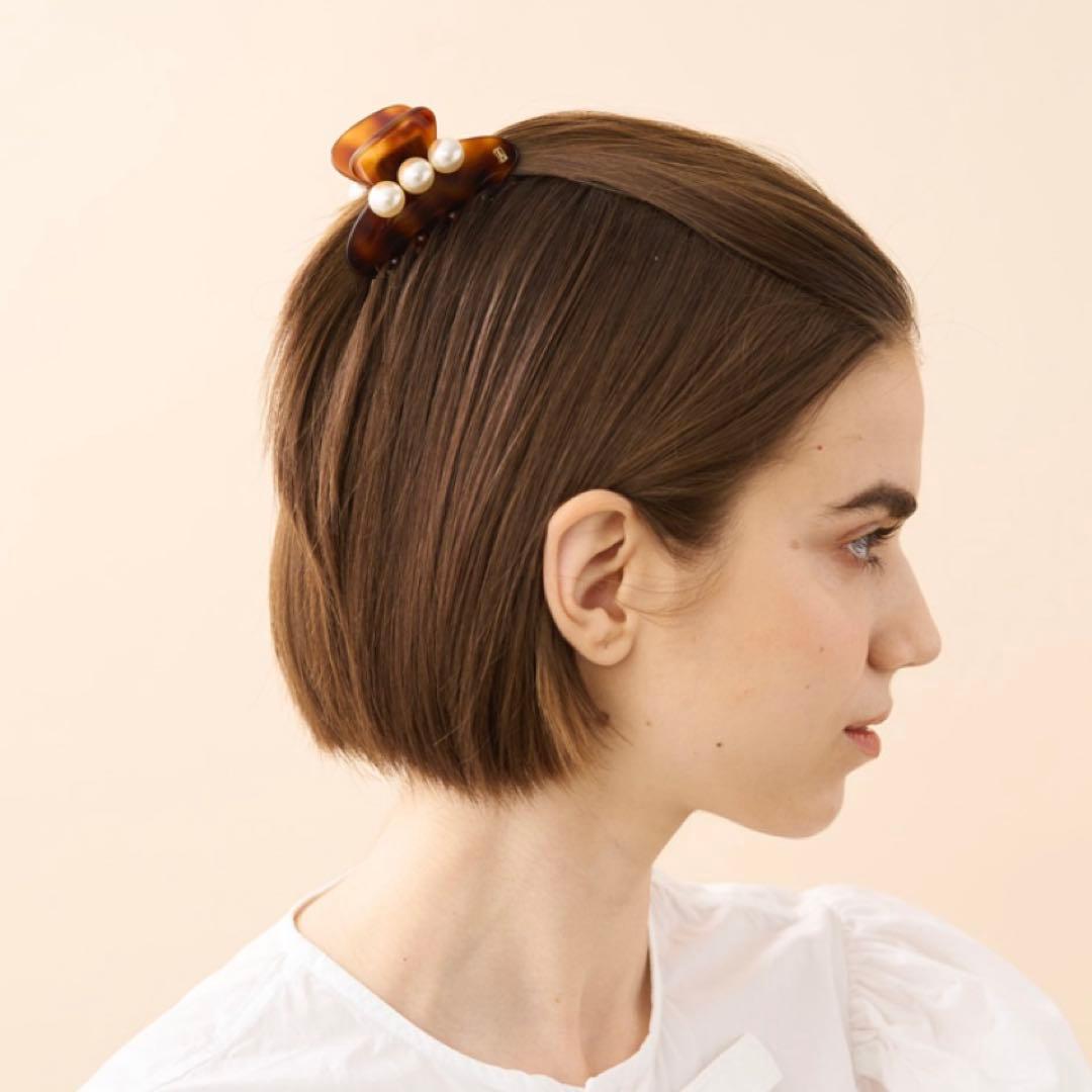 新品　Alexandre de paris パール付き　ヘアクリップ　ピンク